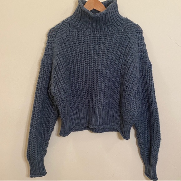 H&M Knit Sweater Teal Blue Turtleneck - Picture 1 of 14